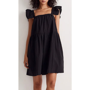 Madewell Flutter-Sleeve Square-Neck 100% Cotton Mini Dress M